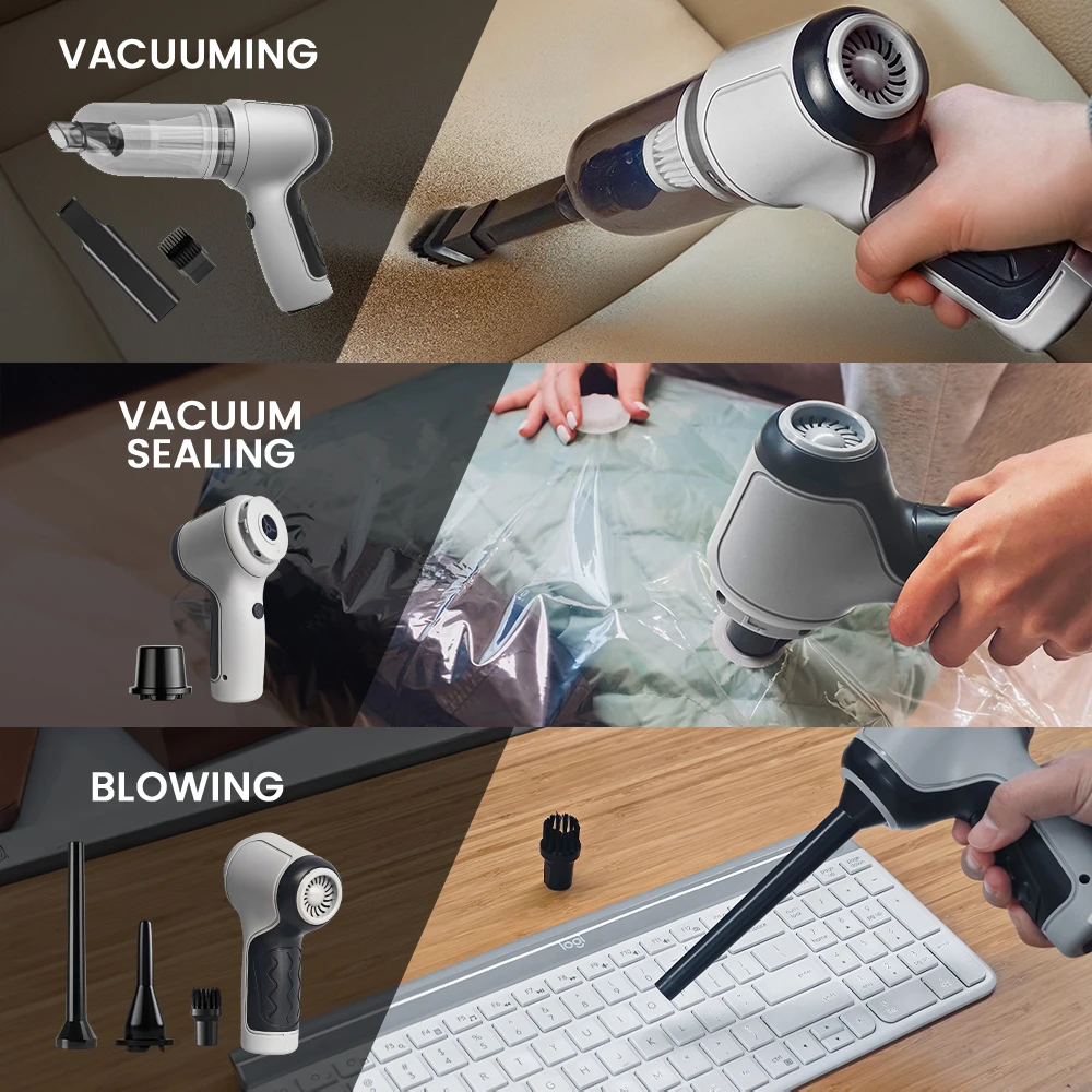 120W Handheld Vacuum Cleaner Detachable Rechargeable Cordless Mini Car Portable Air Duster Gun for Car Home Use