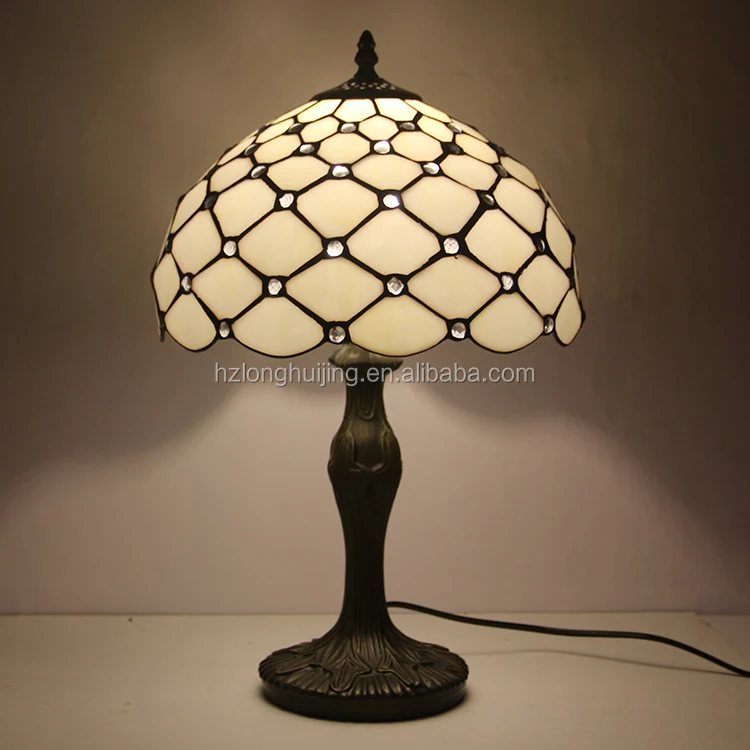 LongHuiJing Yellow Luxury Tiffany Style desk Lamp Handcrafted table Lamps Stained Glass lampshade light custom made