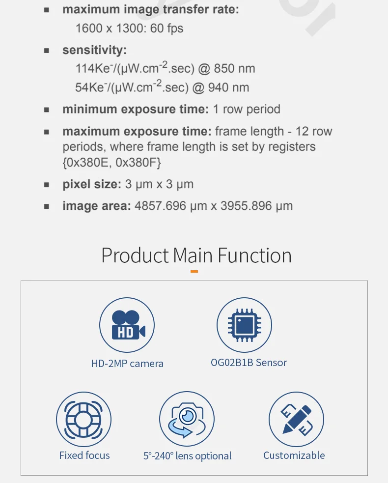 DGZX Global Exposure OG02B10 Action Camera 2MP 60fps Color Drone Aerial Photography HD Lenses Module AR VR SLAM Camera插图3