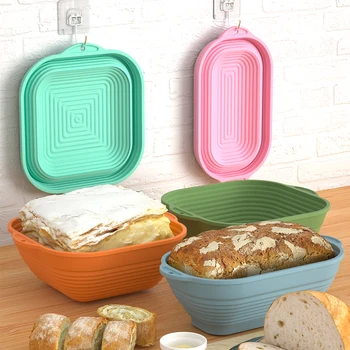 Silicone Bread Proofing Basket Set Thickened Collapsible for Home Sourdough Bakers Essential Dough Baking Tools