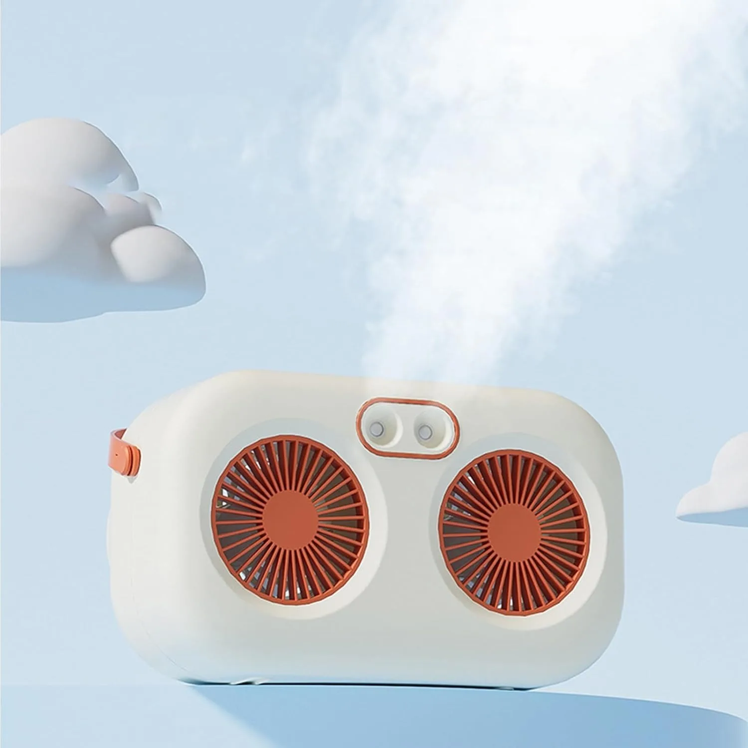 New Creative Cute Desktop Dual-head Spray Humidifying Cooling Fan With Portable Handle Dual-fan Mini Air Conditioner Summer Gift_voghion.com