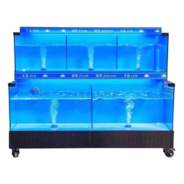 Hotel custom made cheap live display tank pool for supermarket restaurant zander salmon glass fish tank