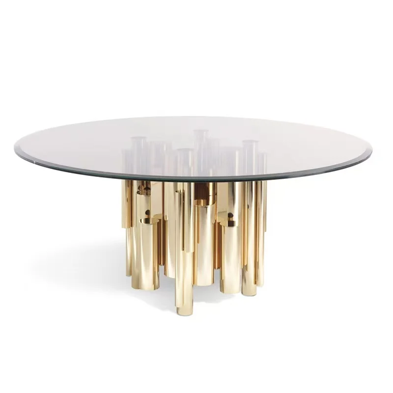 Tempered Glass Italian Minimalist Designer Gold Coffee Table Glass Top