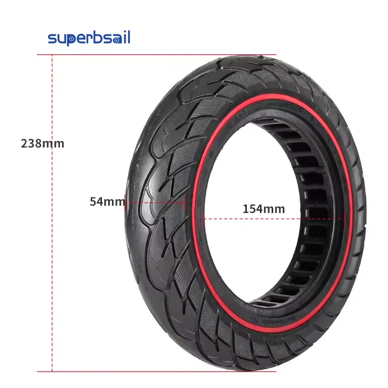 Superbsail EURO Stock Xiaomi Scooty 10*2.125 Red Ring Solid Wheel Tire For M365 PRO PRO2 1S 10 Inch Electric Scooter Tyres details