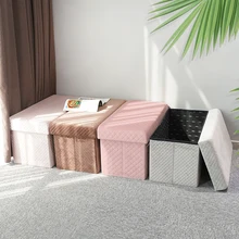 Factory Wholesale Comfortable Fabric Ottoman Stool Bench Household Storage Folding Stool Set Foot Rest for Living Room