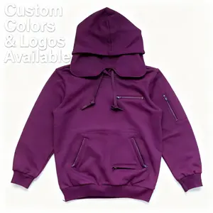 OEM Unisex Premium Cotton French Terry Eye 100% Breathable Side Hidden Pockets Airplane Mode Travel Embroidered Design Hoodie