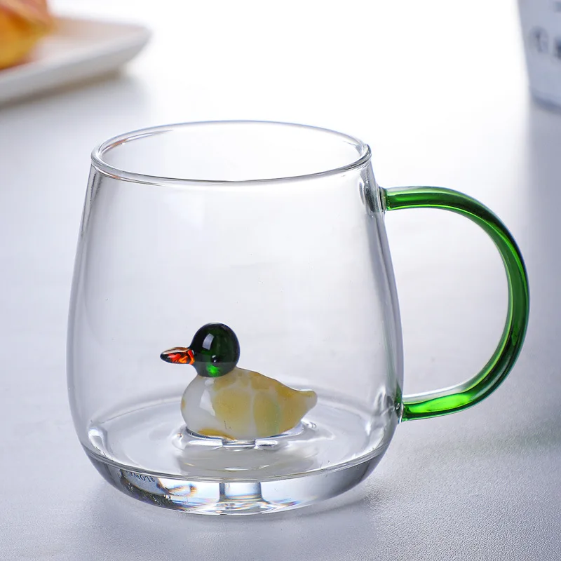 High Borosilicate Glass Mug with Color Handle Daily Home Restaurant Used glassware Cup in Cheap Price Tea Cup
