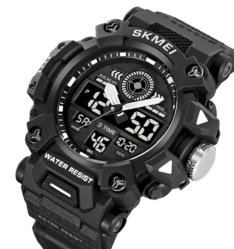 Skmei 2226 Digital LED Watches Chronograph Buckle Men Date Week Outdoor  Sports Digital Watch Countdown TPU Strap Alarm Clock Man