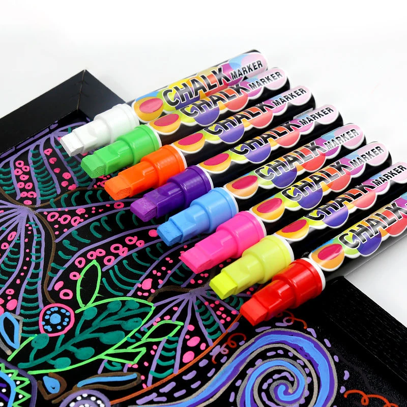 Жидкий маркер для меловой ручки используется на стеклянной доске классной 8 видов цветов акриловые маркеры водной основе