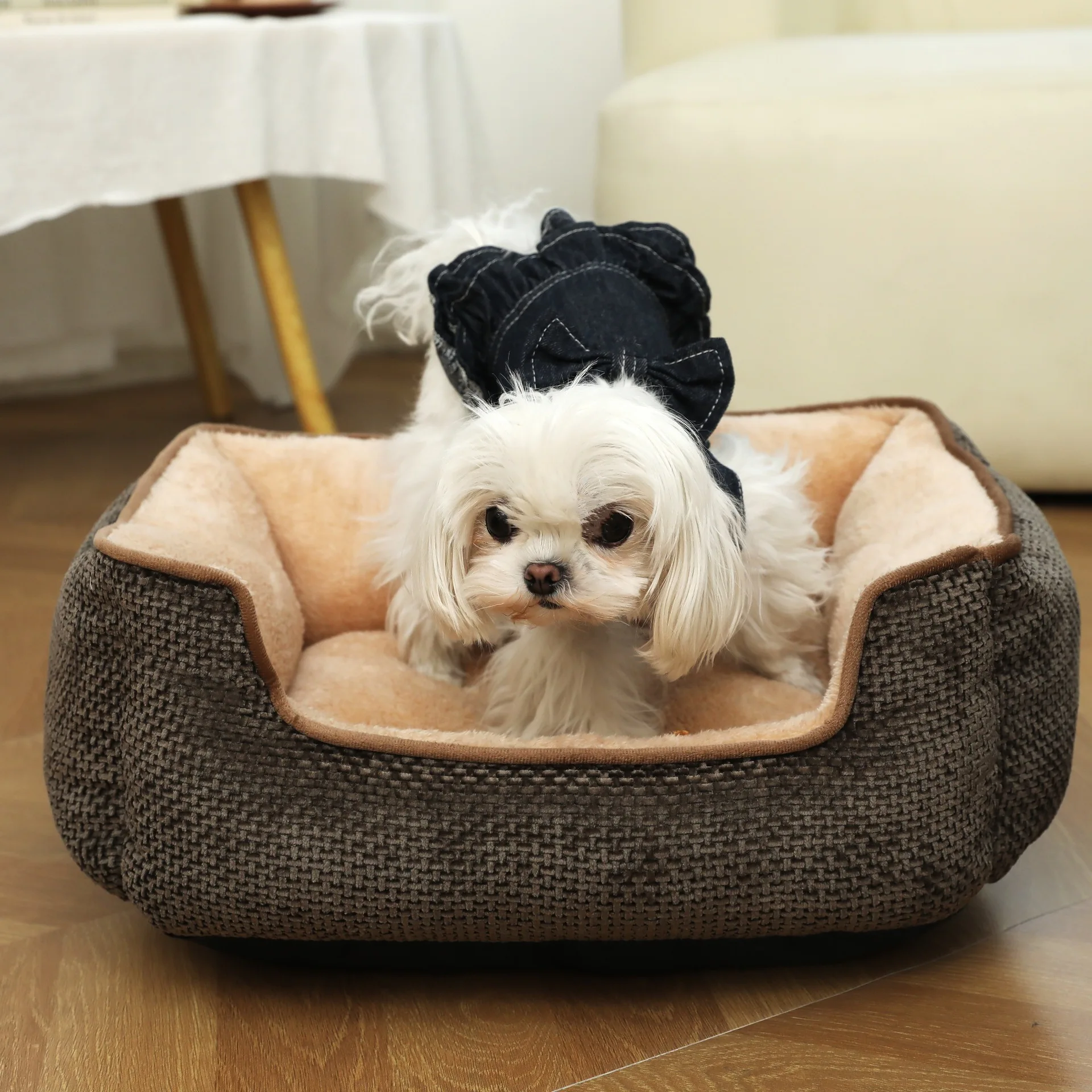 product rectangular pet bed fleece kennel four seasons universal dog pad moisture resistant stain resistant cat nest-49