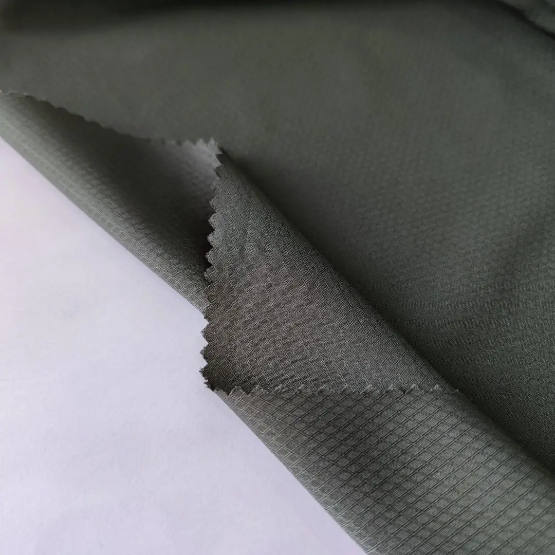outdoor fabric import 100% polyester Double-line Ribstop pongee coated fabric for jacket
