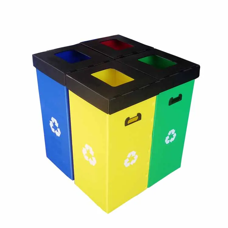 Vietnam Factory Foldable PP Cardboard Recycle Bins Coroplast Trash Bin for Indoor