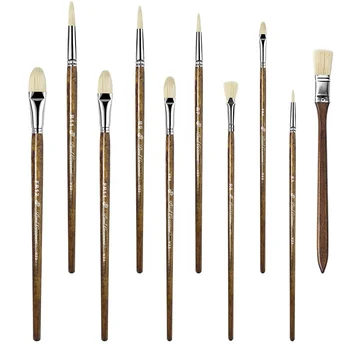 Factory price professional custom logo bristle hair brush 10pcs/set oil painting brush