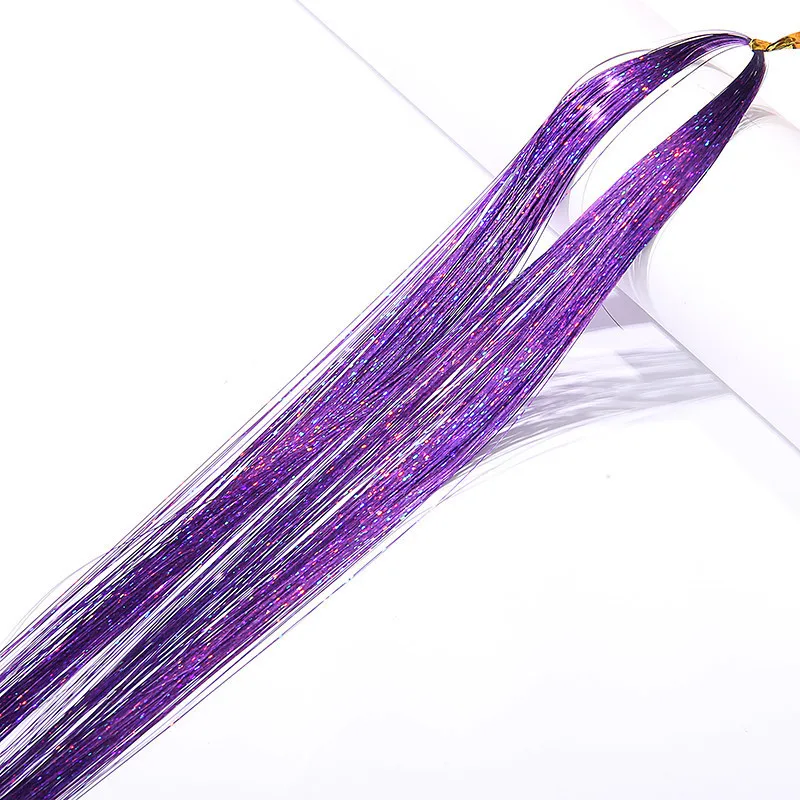 Wholesale 47 Inches Hair Tinsel Kit Strands,Spar Kling Shiny Tinsel Hair Extensions Colorful Wig