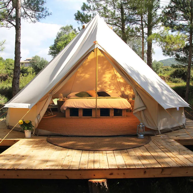 10 Person Huge Outdoor Glamping Tents Canvas Bell Tent Winter Tent