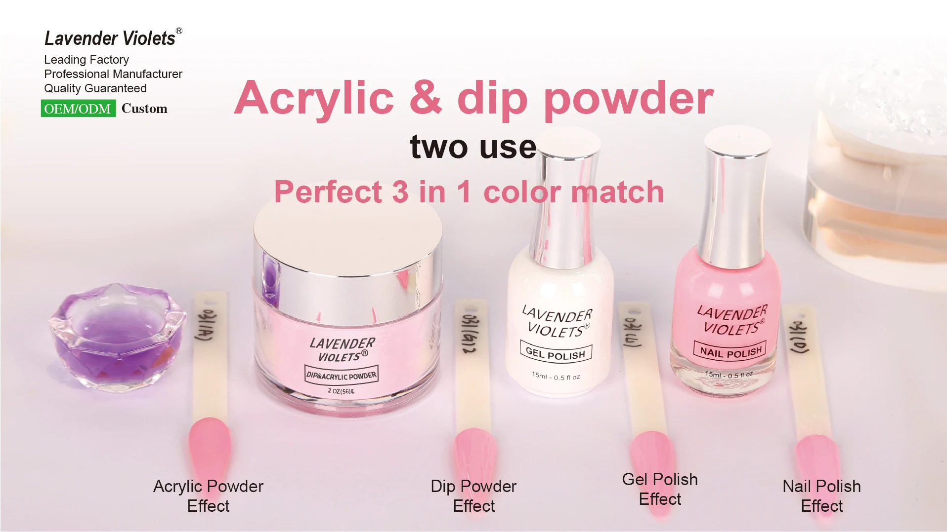 Factory Wholesale 3 In 1 Acrylic Dipping Powder 1000 Colors Acrylic