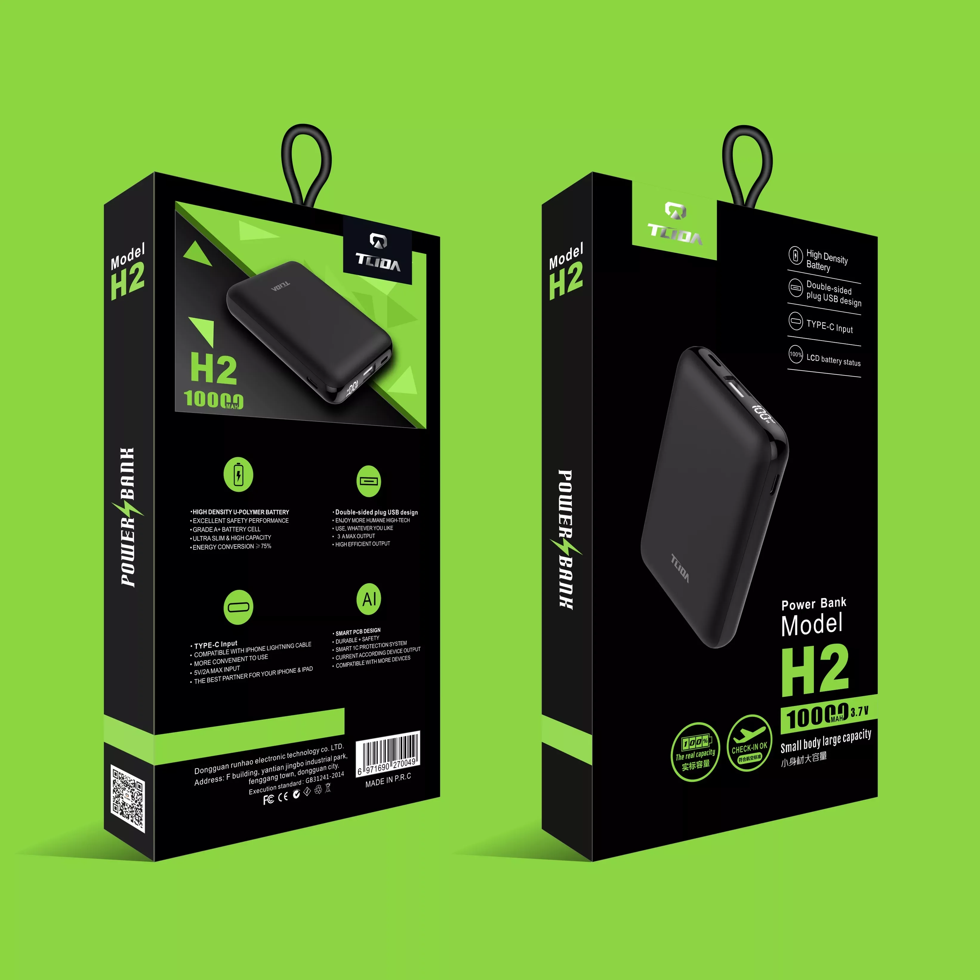 Tlida H2 Mini Phone Power Bank 10000mah Slim Power Banks Fast Charge Portable Powerbank Quick