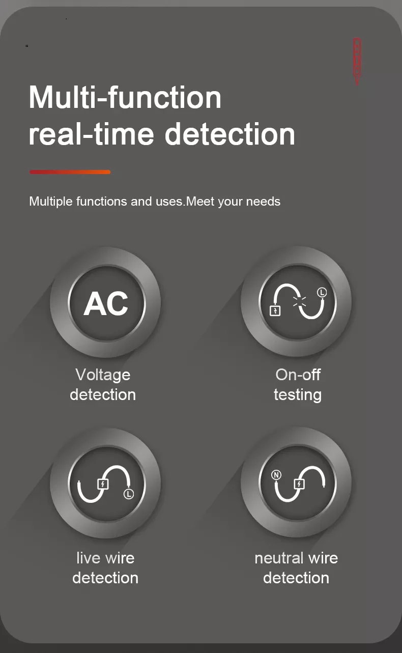 LCD Display AC Voltmeter Voltage Tester LCD Display Flash Light AC Voltage Detector