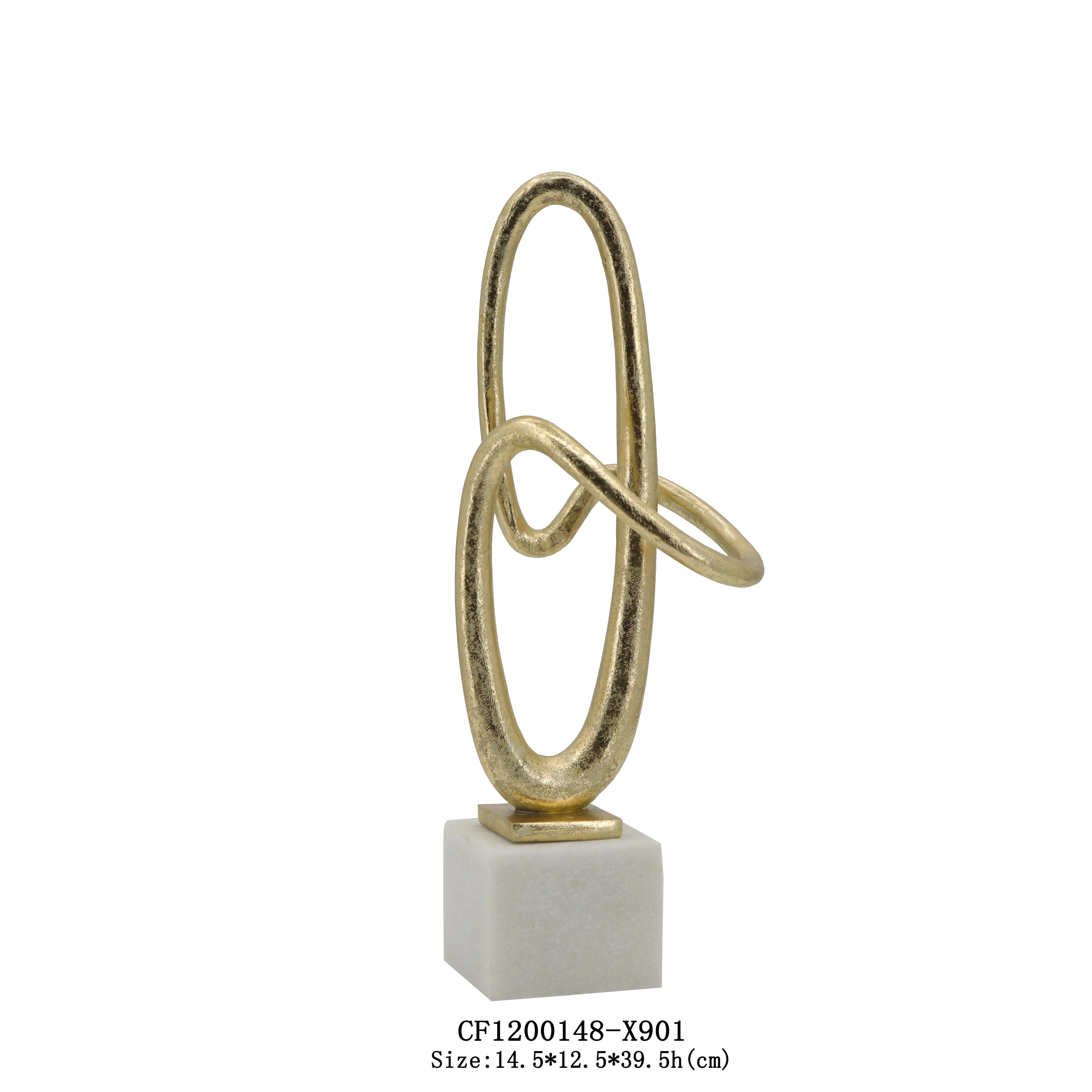 Nordic Gold Ribbon Statue On Sand Stone Base Wholesaler Decorative Curve Ornament For Home Decoracion details