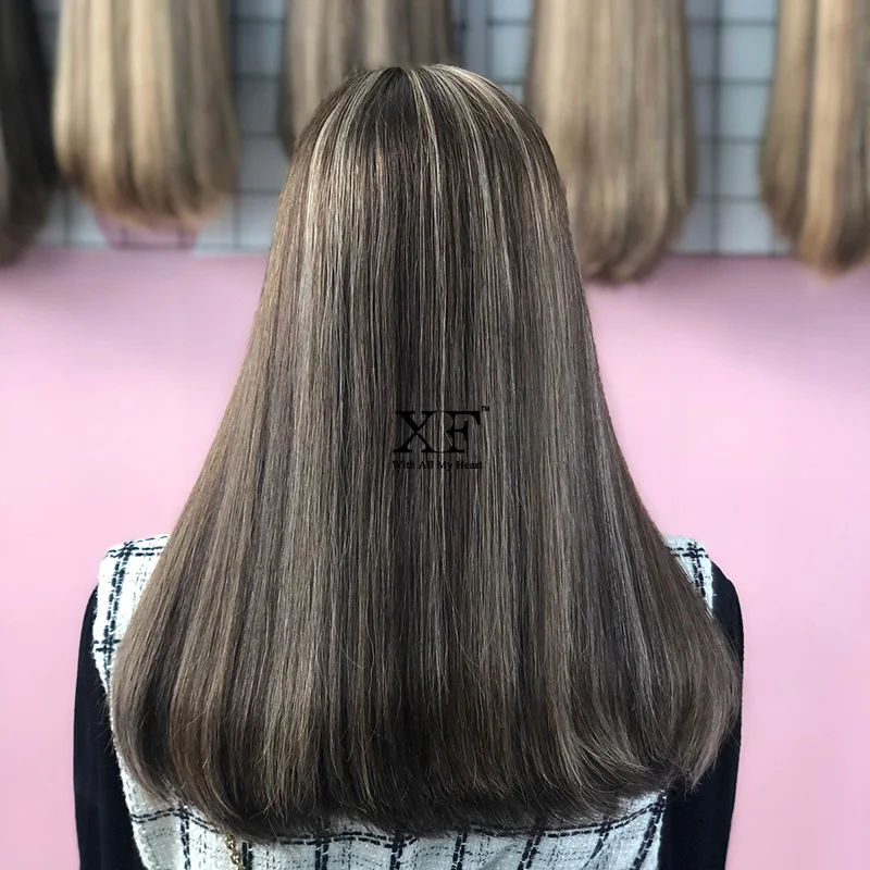 2024 Popular 19 Inches Transparent HD Swiss Lace Top Wigs ,XF 100% Brazilian Virgin Hair Jewish Lace Top Wigs