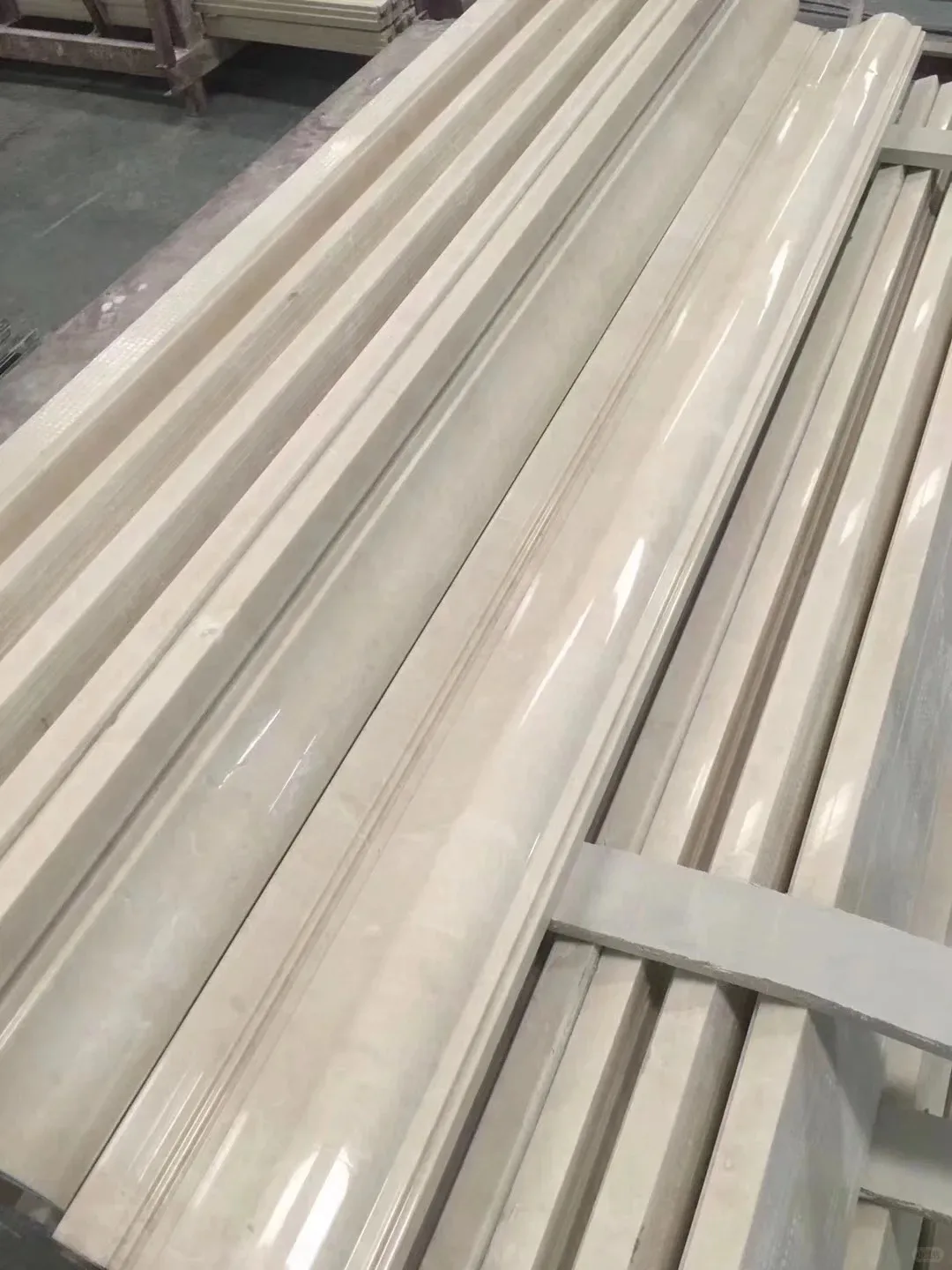 product natural beige marble moulding skirting with 3d model design and total solution for interior marble door frame line decoration-1