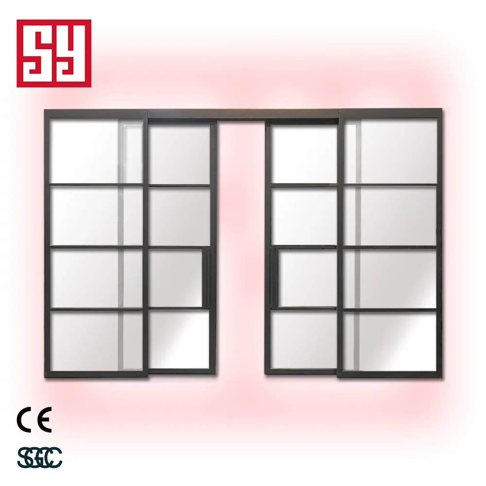 Modern French Iron Windproof Sliding Door with Finished Surface for Interior/Exterior Use