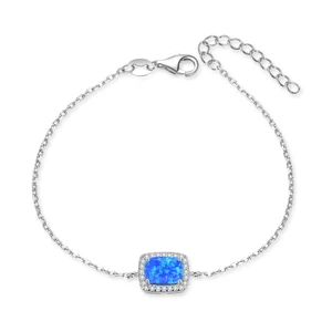 Adjustable 925 Silver Bracelet with Cubic Zirconia Opal & Diamond Gold Plated Rose Gold Jewelry for Gift