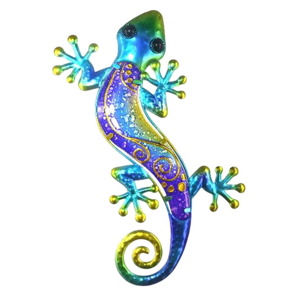  craft industry animal art metal gecko wall hanging Blue