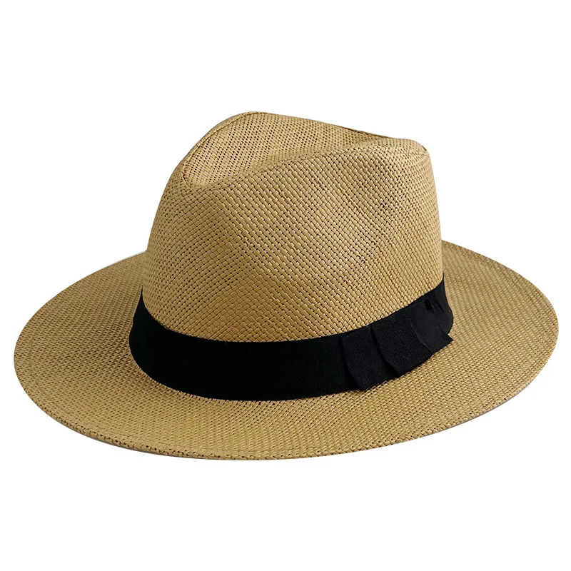 Natural Grass Panama Straw Hat Summer Folding Raffia Straw Sunshade Hat ...