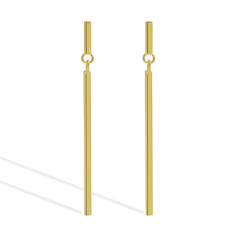 High Quality Simple Design 925 Sterling Silver Vertical Bar Earrings Long Geometric Bar Drop Earring for Girls