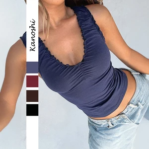 Custom basic tank tops women's tops fashionable sleeveless v neck knitted tops for women