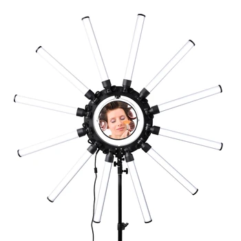 USA FREE SHIPPING FOSOTO FT-SL12 180W 12 Tubes 672 Leds SMD CRI 97 SuperStar Radial LED Ring Light Kit for Makeup detail image