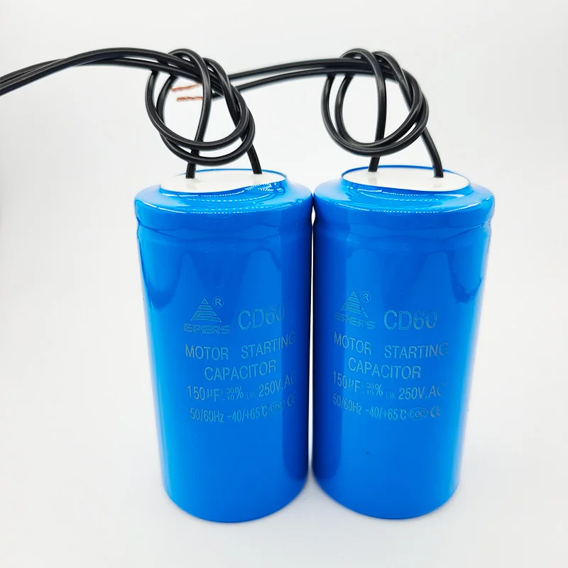 Motor Start Capacitor with Wire 250V 100uF 150uF 200uF 250uF 300uF 350 400 450 500MFD Starting Capacitor for Washing Machine Fan