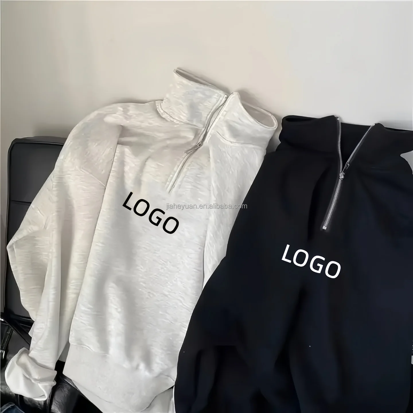 Custom Embroidery Oversize Loose Half Zip Sweatshirt Women High Quality