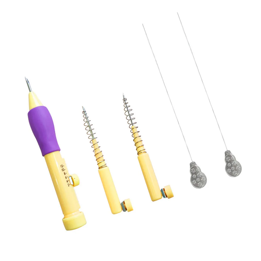 Fashion Yellow Plastic Magic Embroidery Pen Set Needle Knitting Needles Tool Fancy Interchangeable Punch Needlework
