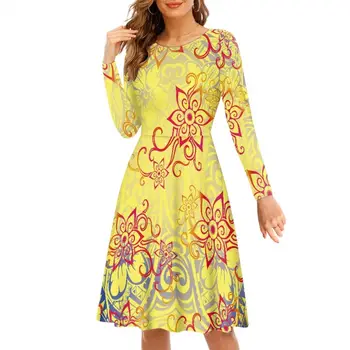 Hibiscus Flower Hawaiian Yellow Print Bodycon Dress main image 1