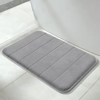 Luxury Gray Bath Mat Rug Super Water Absorbent Memory Foam Foldable PVC Bathroom Diatom Floor Mats Kid Style Solid Non-Slip
