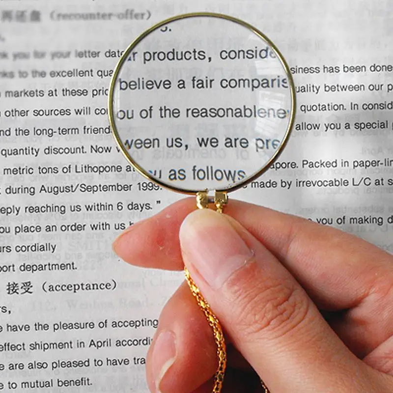Decorative Monocular Necklace 5x Magnifying Glass Pendant Plated Chain Necklace Magnifier for Jewelry