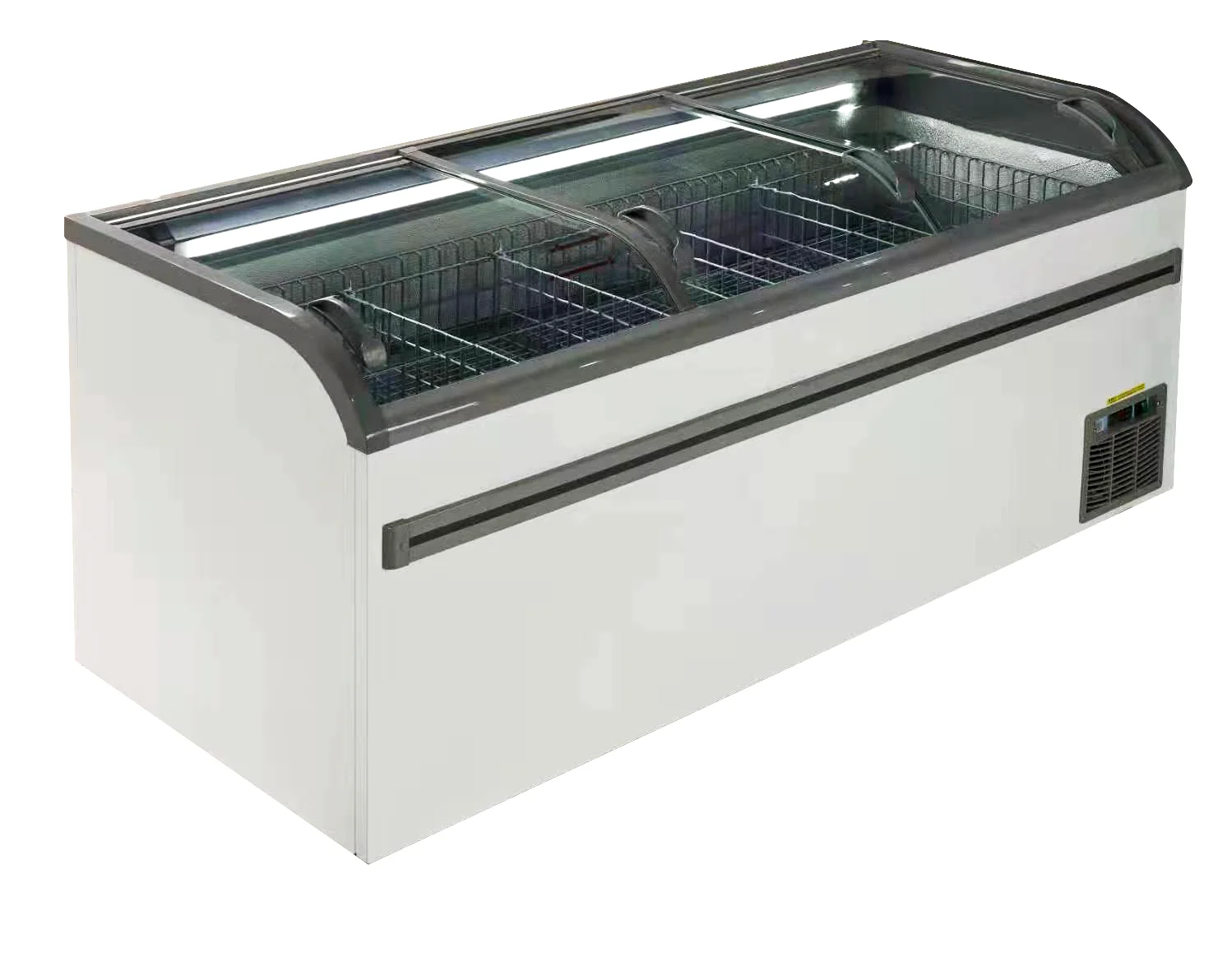 Plug in Integral Chest Freezer Glass Door Refrigerator for Supermarket Combined Island Freezer with Hot Gas Defrost