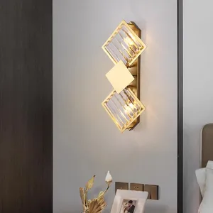 Minimalist Nordic Stainless Steel Crystal Wall Lamp for Hotel Lounge LED Light Source for Living & Bedroom