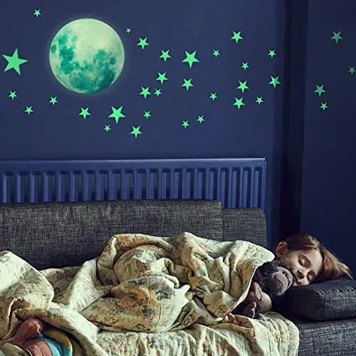 Funlife Glow In The Dark Stars Ceiling Wall Stickers Kids Home Decoration  Adhesive Bright Stars And Full Moon For Starry Sky - Buy Glow In The Dark  Home Decor Lighting,Glow In The