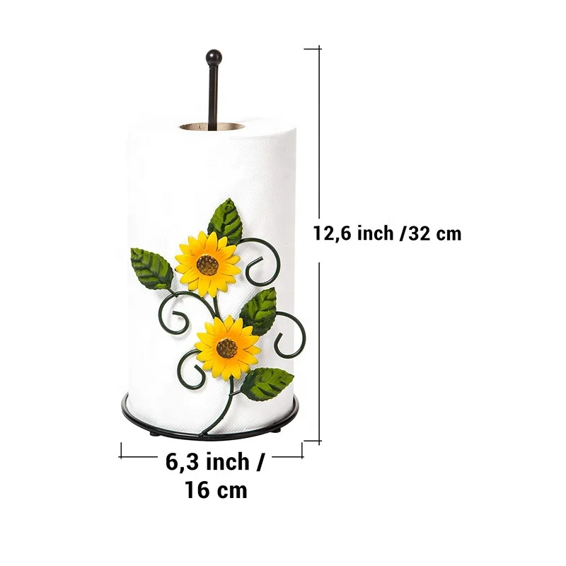 Source Home Decoration Metal Standing Sunflower Paper Towel Holder Tissue Paper  Holder For Kitchen on m.