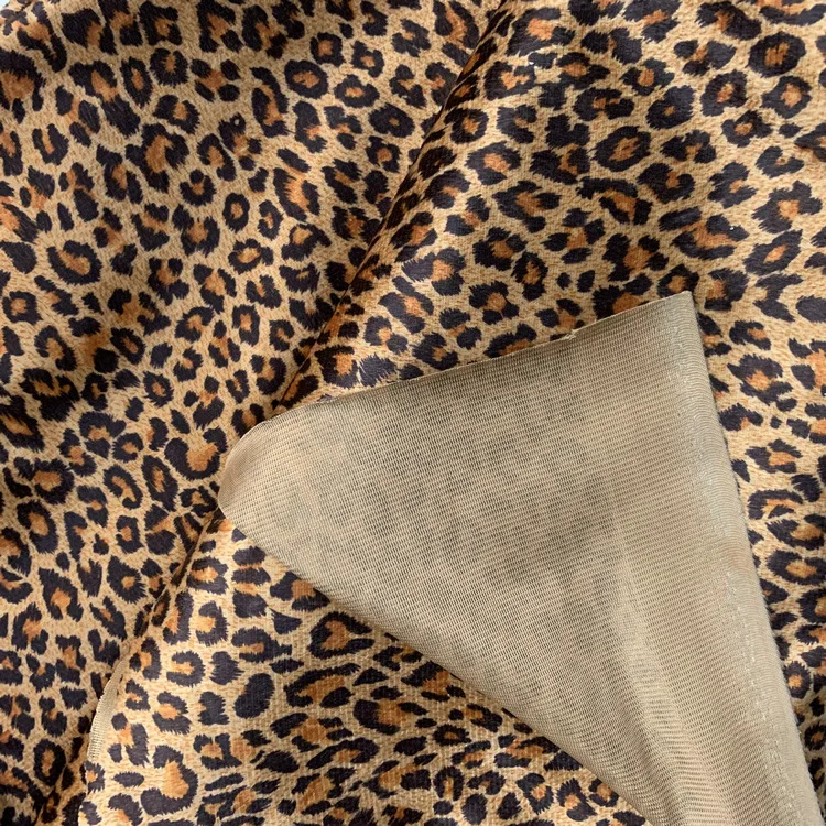 Leopard tiger Pattern Fabric Crystal Soft Short Plush Printed Polyester Flannelette Fabric for Doll Accessories