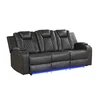 Black + Faux Leather + 3 Seat + Solid Wood+MDF