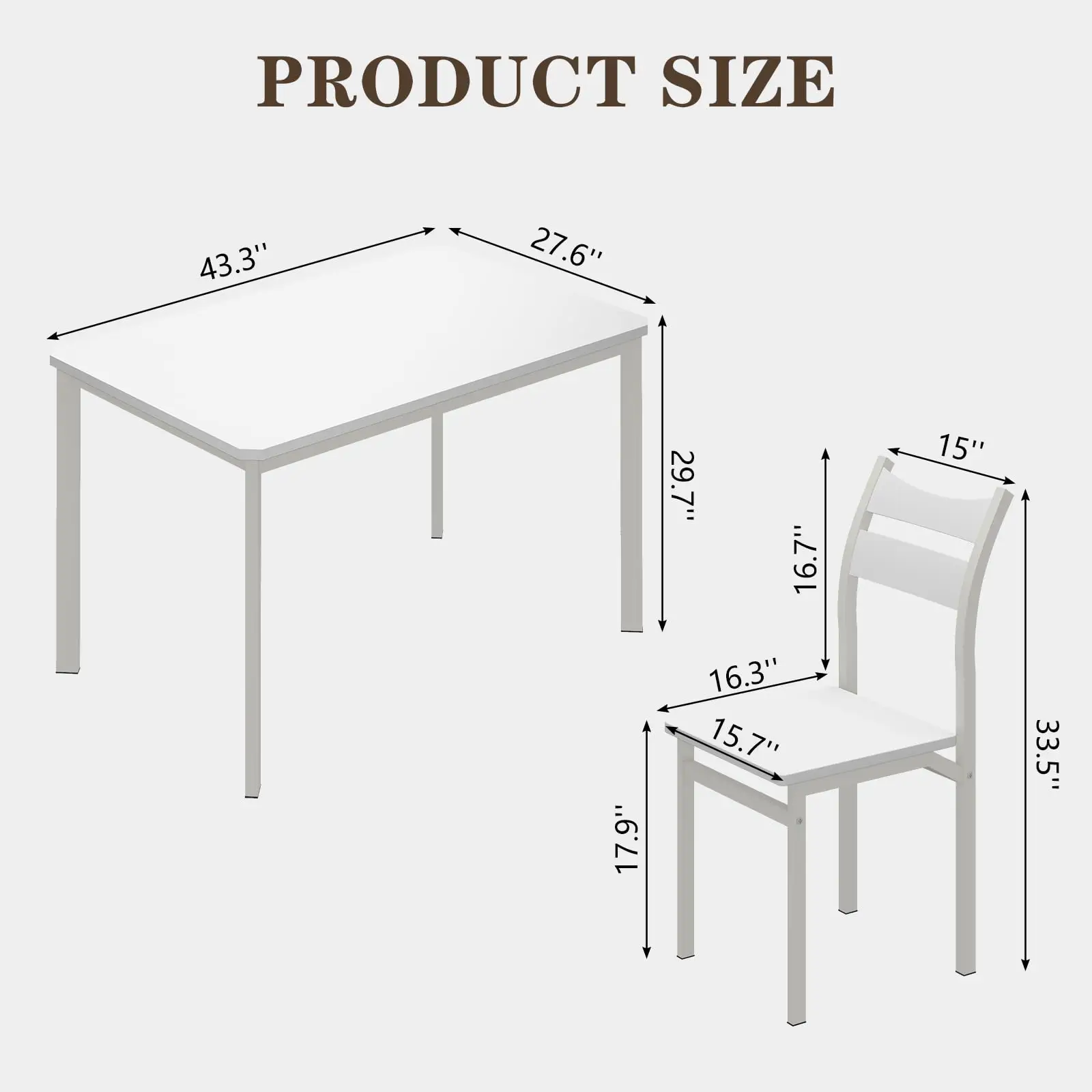 Space Saving MDF Board Dining Table Set with Backrest Chairs
