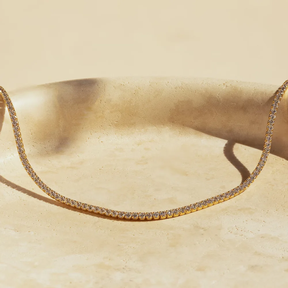 Stainless Steel Zircon Tennis Necklace