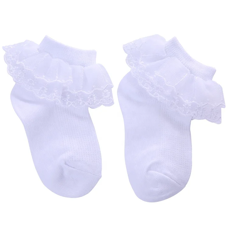 Белые кружевные детские школьные танцевальные носки