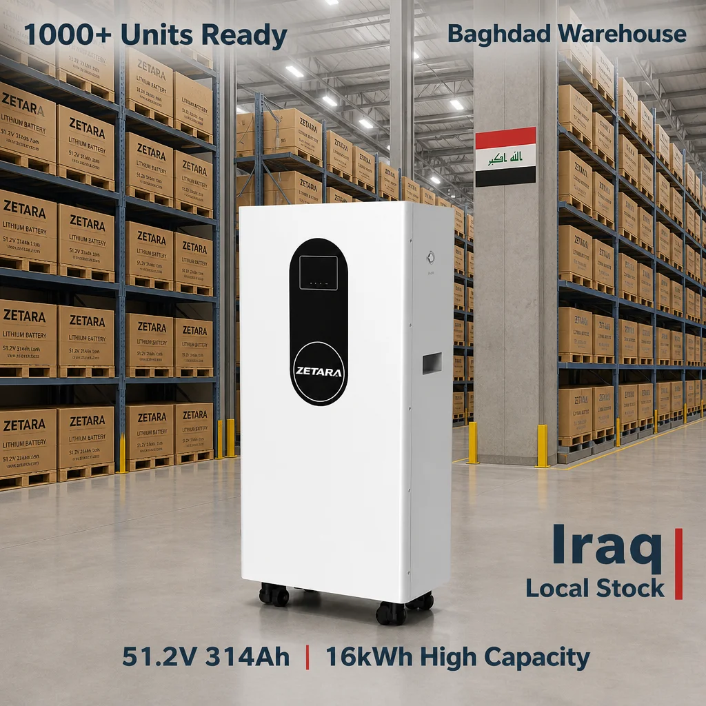 16kWh LiFePO4 Battery 51.2V 314Ah Stock in Iraq Local Shipping Wall Mounted Home Energy Storage System Ready to Ship