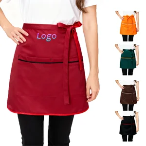 Personalized Kitchen Restaurant Waiter Half Apron Uniforme Hotel Short Work Jacket  Catering Service Waist Skirt Customized logo