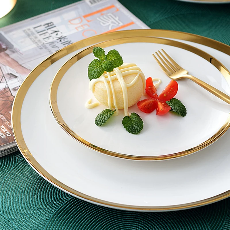 Vajilla Blanca Con Borde Dorado - Luxury Dinnerware Set